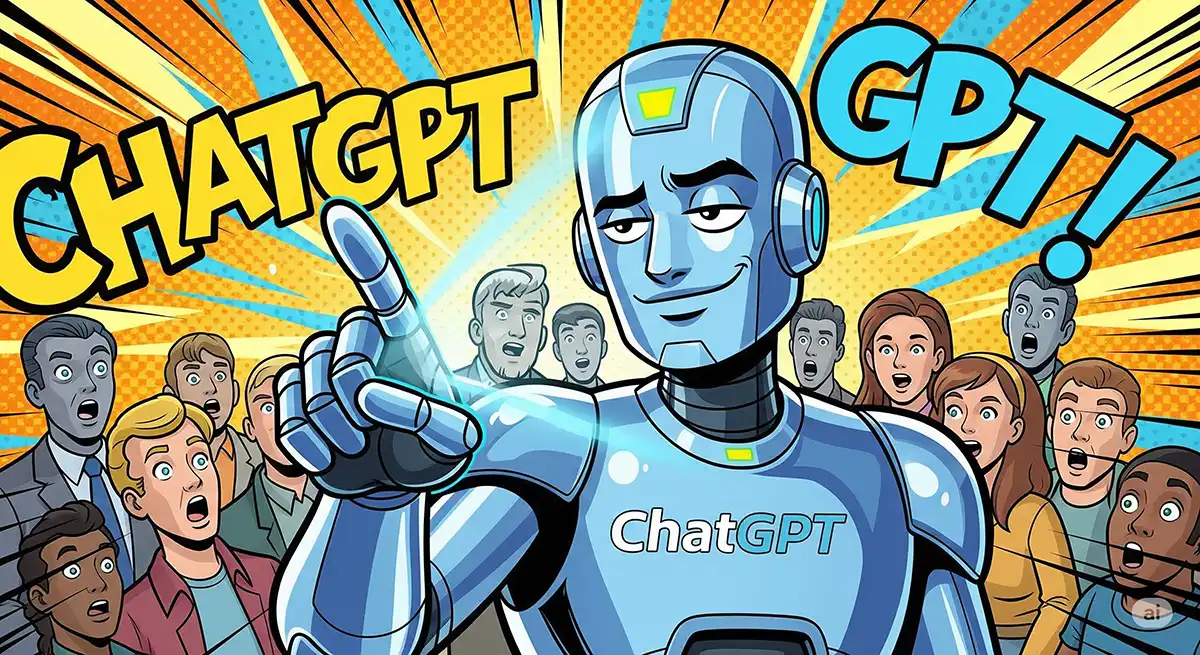 ChatGPTが賢く裏技を使い満足げにしている姿と、そのまわりで驚く人々