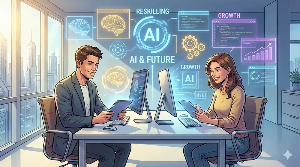 「AI時代のリスキリング」を象徴するイメージ