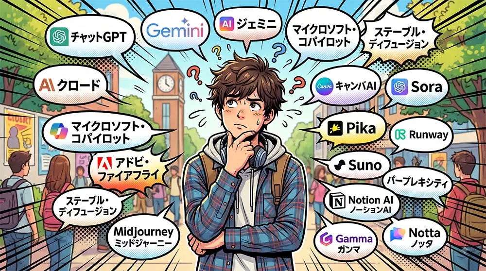 生成AI選択で悩んでいる大学生